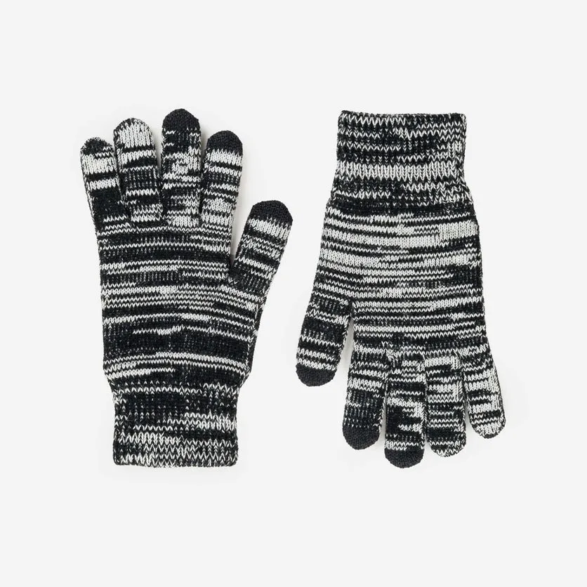 Twist Knit Touchscreen Gloves - Black and White
