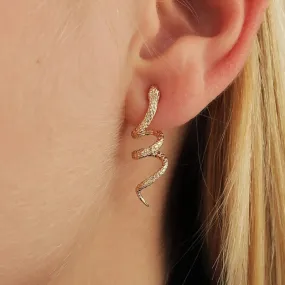 Winding Snake Post Earrings Bold and Edgy Statement Jewelry