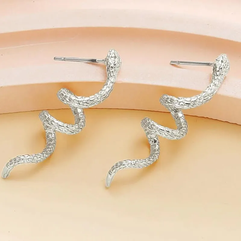 Winding Snake Post Earrings Bold and Edgy Statement Jewelry