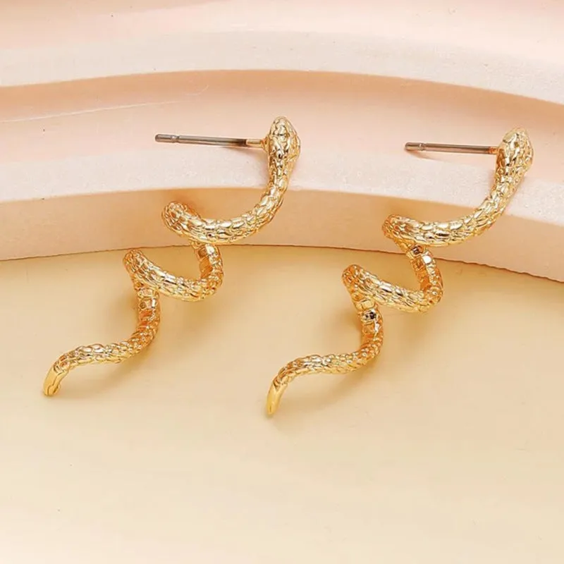 Winding Snake Post Earrings Bold and Edgy Statement Jewelry