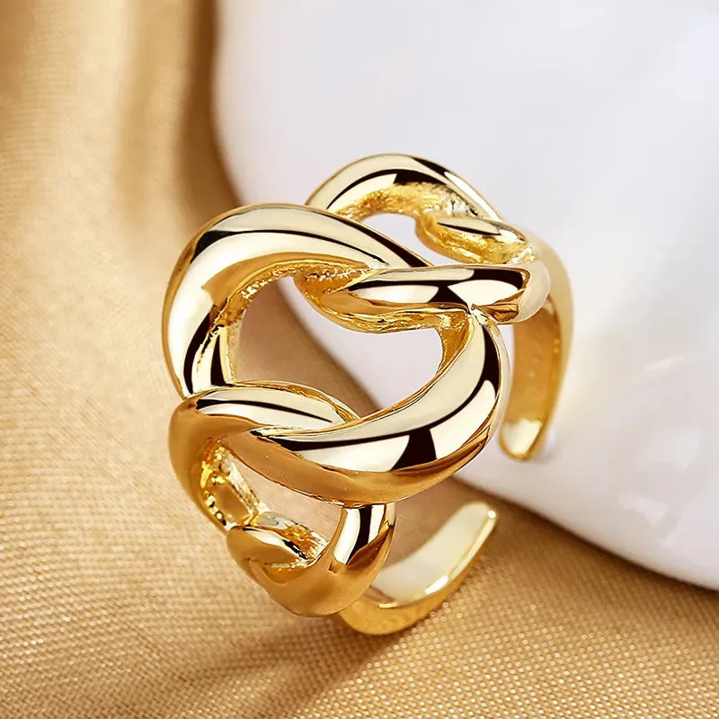 Women's Fashion Geometric Open Rings Accessory Trendy Golden Jewelry