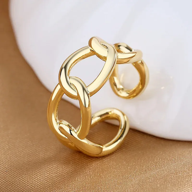 Women's Fashion Geometric Open Rings Accessory Trendy Golden Jewelry