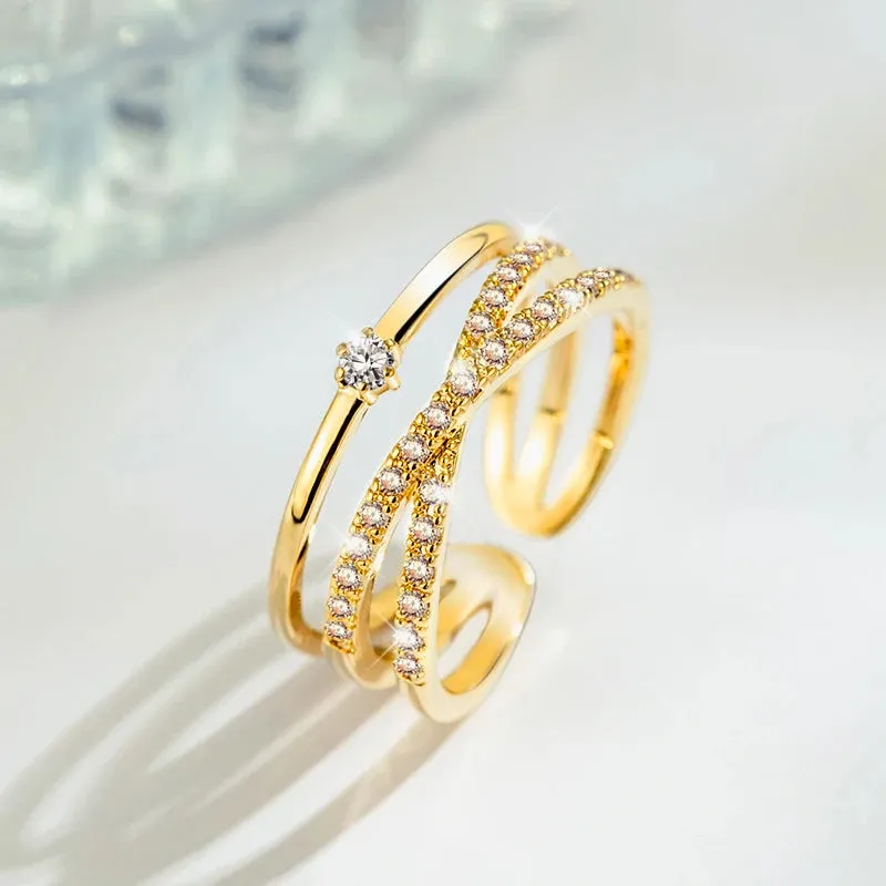 Women's Fashion Geometric Open Rings Accessory Trendy Golden Jewelry