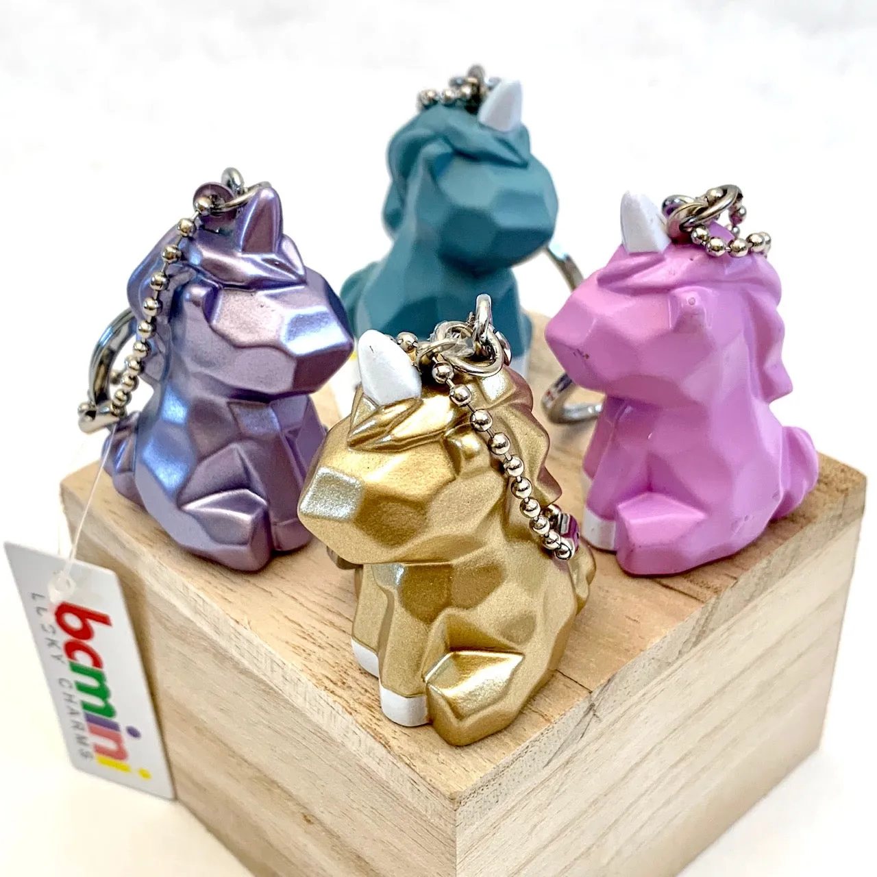 X 12036 GEOMETRIC UNICORN CHARM with keyring-DISCONTINUED
