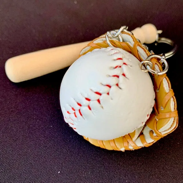 X 12040 BASEBALL CHARM with keyring-DISCONTINUED