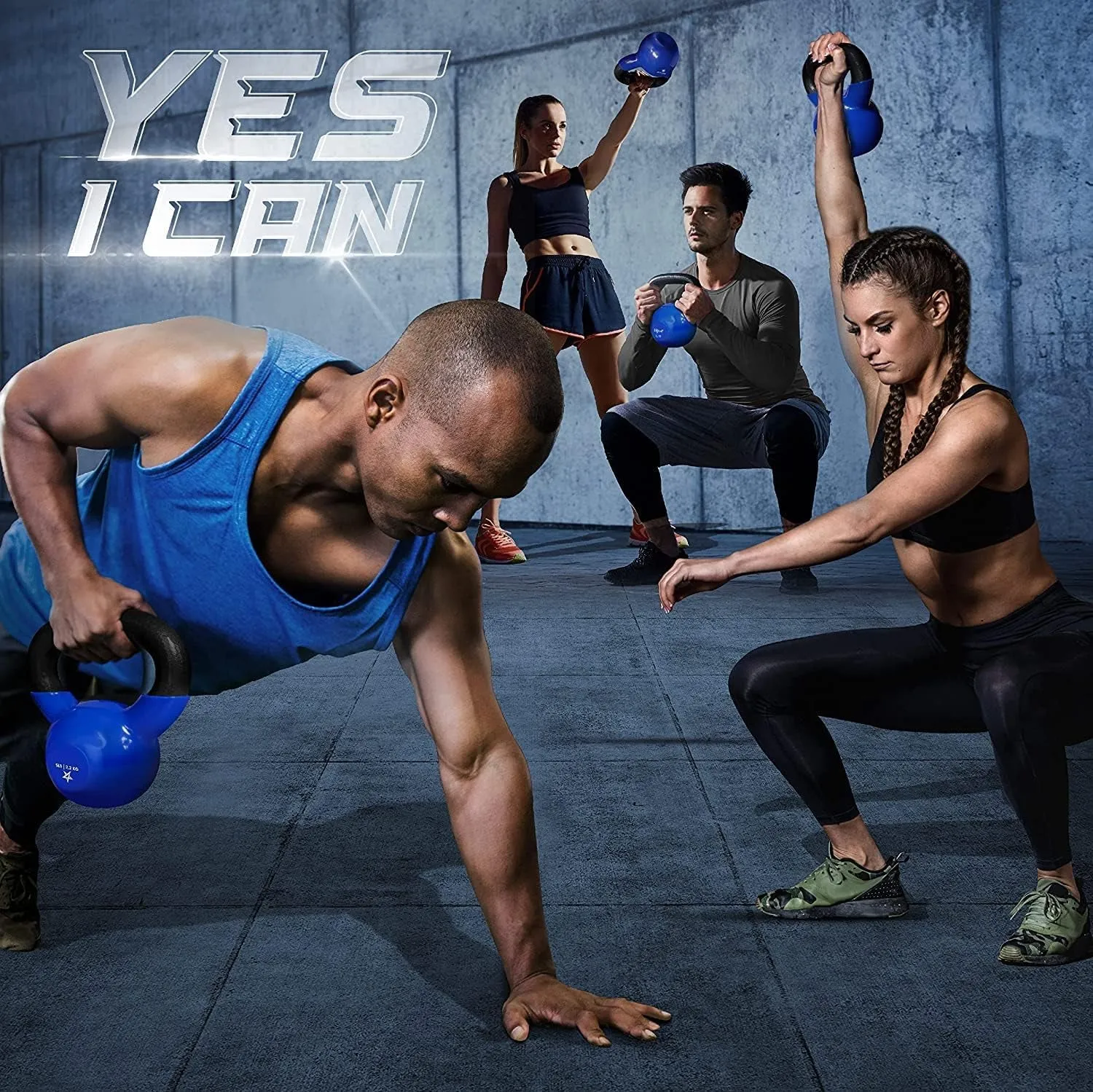 Yes4All 5-65Lbs Kettlebells Vinyl Coated Cast Iron for Dumbbell Weights Exercises, Gym, Fitness, Full Body Workout Equipment Push Up, Grip and Strength Training